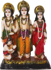 art n hub ram darbar / lord rama ,sita, laxman and hanuman idol god statue decorative showpiece  -  13 cm(earthenware, multicolor)
