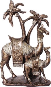 art n hub camel couple rajasthani animal figurine décor statue gift item decorative showpiece  -  38 cm(earthenware, multicolor)