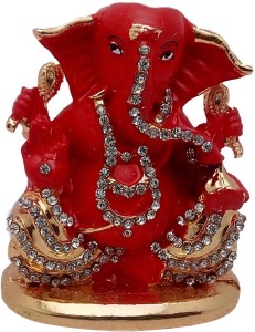 art n hub god ganesh / ganpati / lord ganesha idol - statue gift item decorative showpiece  -  6 cm(brass, orange)