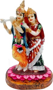 art n hub lord radha krishna / radhey krishan couple idol god statue gift decorative showpiece  -  19 cm(earthenware, multicolor)