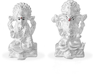 Taraash 999 Silver Combo Of Shree Ganeshji And Maa Lakshmi Idol GI1235F+GI1236F Showpiece - 5.715 cm