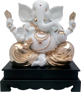 art n hub god ganesh / ganpati / lord ganesha idol - statue gift item decorative showpiece  -  43 cm(gold plated, gold, white)