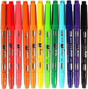 Livzing 24 Pack Dual Tip Marker Set Highlighter Sketch Pen Multicolor In  Carry Case Colorful Thick
