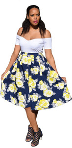 DealSeven Fashion Printed Women's Regular Blue Skirt