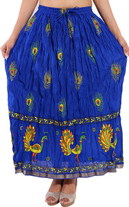 Magnus Animal Print Women's Regular Blue Skirt