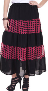 Saarvi Fashion Printed Women's Regular Black Skirt