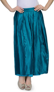 Natty India Solid Women's Pleated Blue Skirt