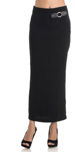 Kazo Solid Women's Straight Black Skirt