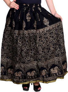 Decot Paradise Printed Women's Regular Black Skirt