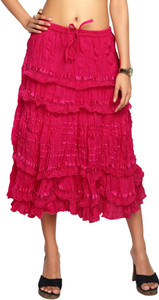 Carrel Solid Women's Broomstick Pink Skirt