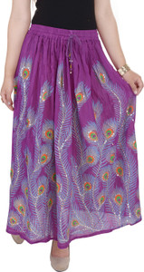 Soundarya Embellished Women's A-line Purple Skirt