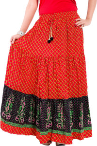 Decot Paradise Printed Women's Regular Red Skirt