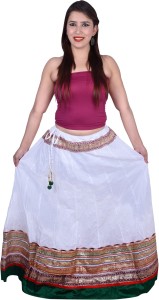 Magnus Self Design Women's Regular White Skirt