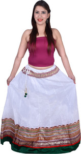 Magnus Self Design Women's Regular White Skirt