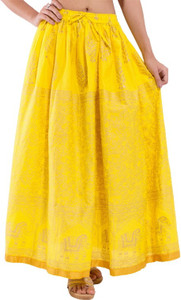 Magnus Animal Print Women's Regular Yellow Skirt