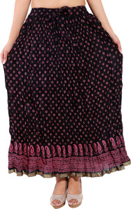 Magnus Printed Women's Regular Black Skirt
