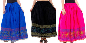 Magnus Self Design Women's Regular Multicolor Skirt