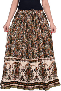Magnus Printed Women's Pencil Brown Skirt