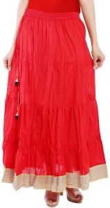 Decot Paradise Solid Women's Regular Red Skirt