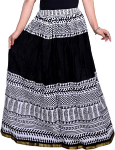 Decot Paradise Printed Women's Regular Black Skirt