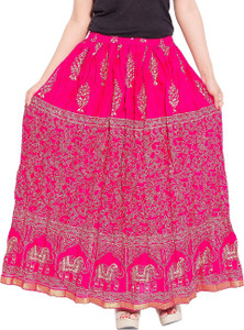 Archiecs Creation Animal Print Women's Regular Pink Skirt