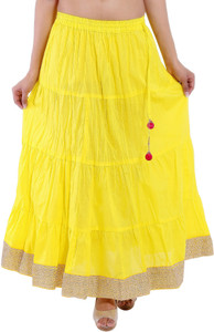 Magnus Solid Women's Regular Yellow Skirt