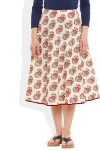Very Me Printed Women's Pleated Red Skirt