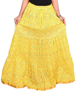 Magnus Printed Women's Regular Yellow Skirt