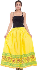 Magnus Solid Women's Regular Yellow Skirt