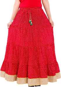 Decot Paradise Printed Women's Regular Red Skirt