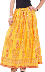 Magnus Self Design Women's Regular Yellow Skirt