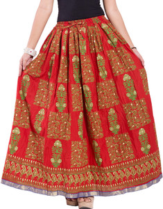 Decot Paradise Self Design Women's Regular Red Skirt