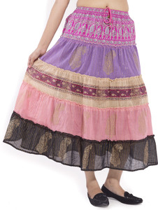 Goodwill Impex Printed Women's A-line Pink Skirt