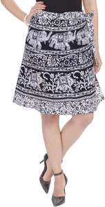 Soundarya Printed Women's Wrap Around White Skirt