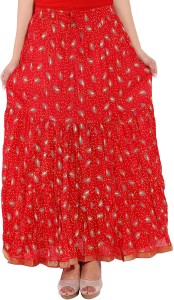 Decot Paradise Printed Women's Regular Red Skirt