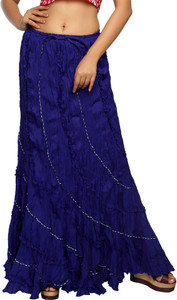 Carrel Solid Women's Layered Dark Blue Skirt