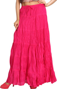 Carrel Solid Women's Broomstick Pink Skirt