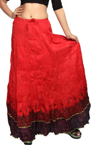 Carrel Printed Women's A-line Red Skirt