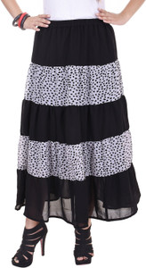 Saarvi Fashion Printed Women's Regular Black Skirt