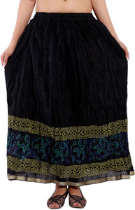 Magnus Printed Women's Regular Black Skirt