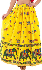 Magnus Animal Print Women's Regular Yellow Skirt