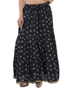 Magnus Printed Women's Regular Black Skirt