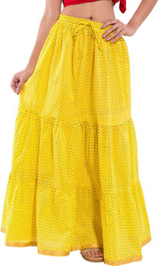 Magnus Solid Women's Regular Yellow Skirt