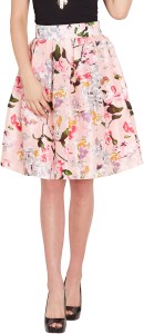 sassafras floral print women pleated pink skirt SFSKRT3029