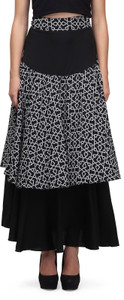 Eavan Geometric Print Women's Layered Black Skirt