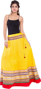 Decot Paradise Embellished Women's Broomstick Yellow Skirt
