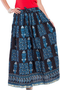 Magnus Self Design Women's Regular Black Skirt