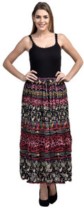 Pink Sisly Solid Women's Layered Multicolor Skirt