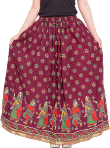 Archiecs Creation Self Design Women's Regular Maroon Skirt