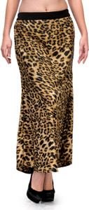 Natty India Animal Print Women's Straight Brown, Black Skirt